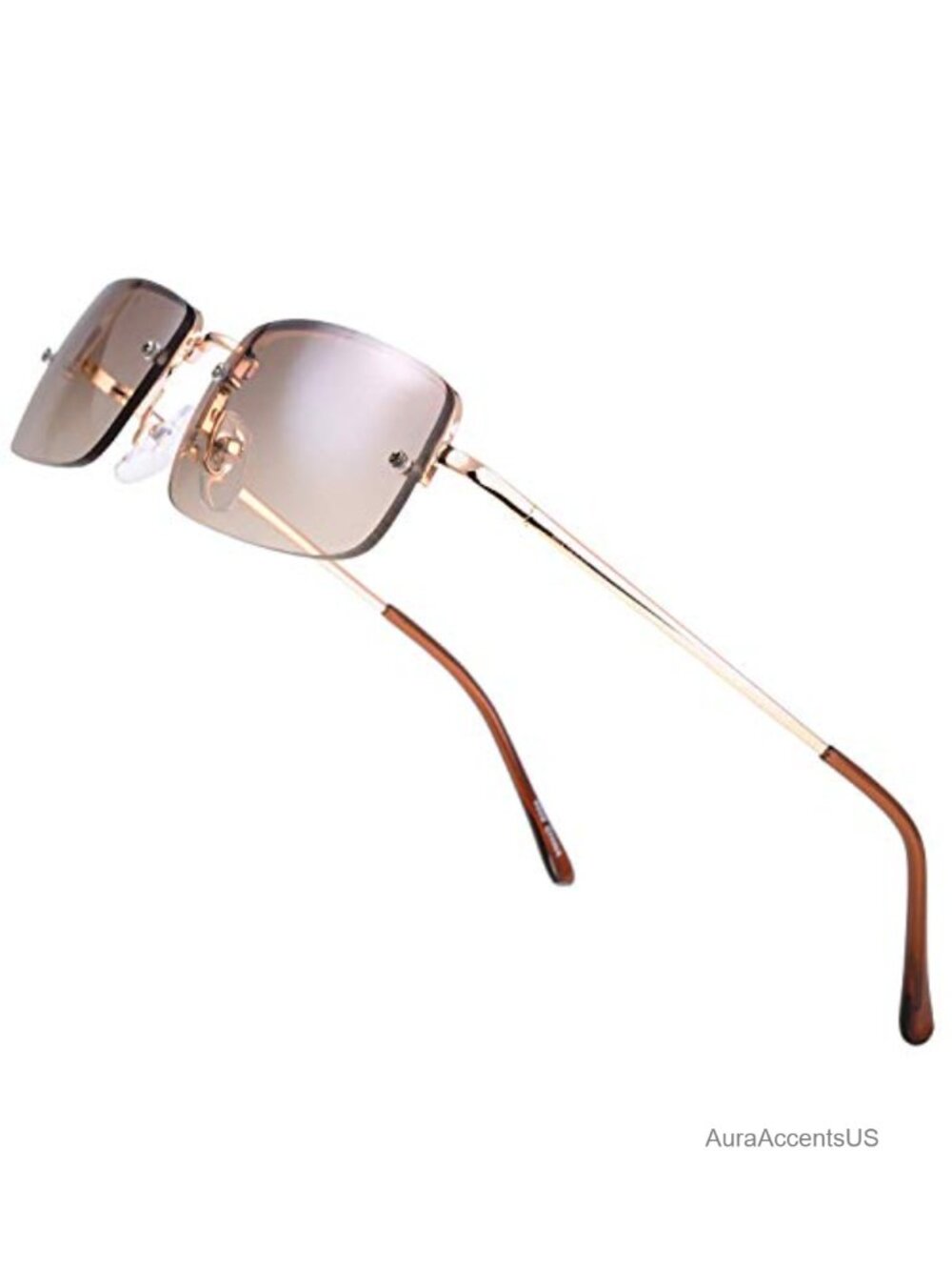Minimalist Rectangular Sunglasses Lightweight Metal Temples UV400